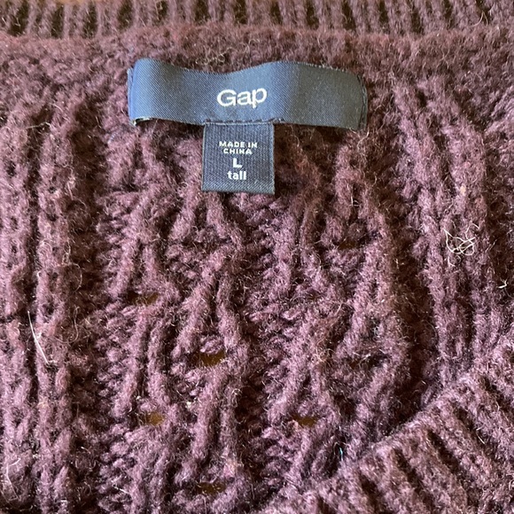 Gap sweater women’s sz L cable knit crew neck multi color navy purple mulberry - Picture 2 of 3